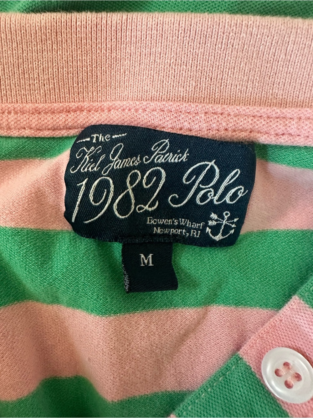 KJP Keil James Patrick Striped Polo Shirt in Pink & Green - Picture 3 of 4